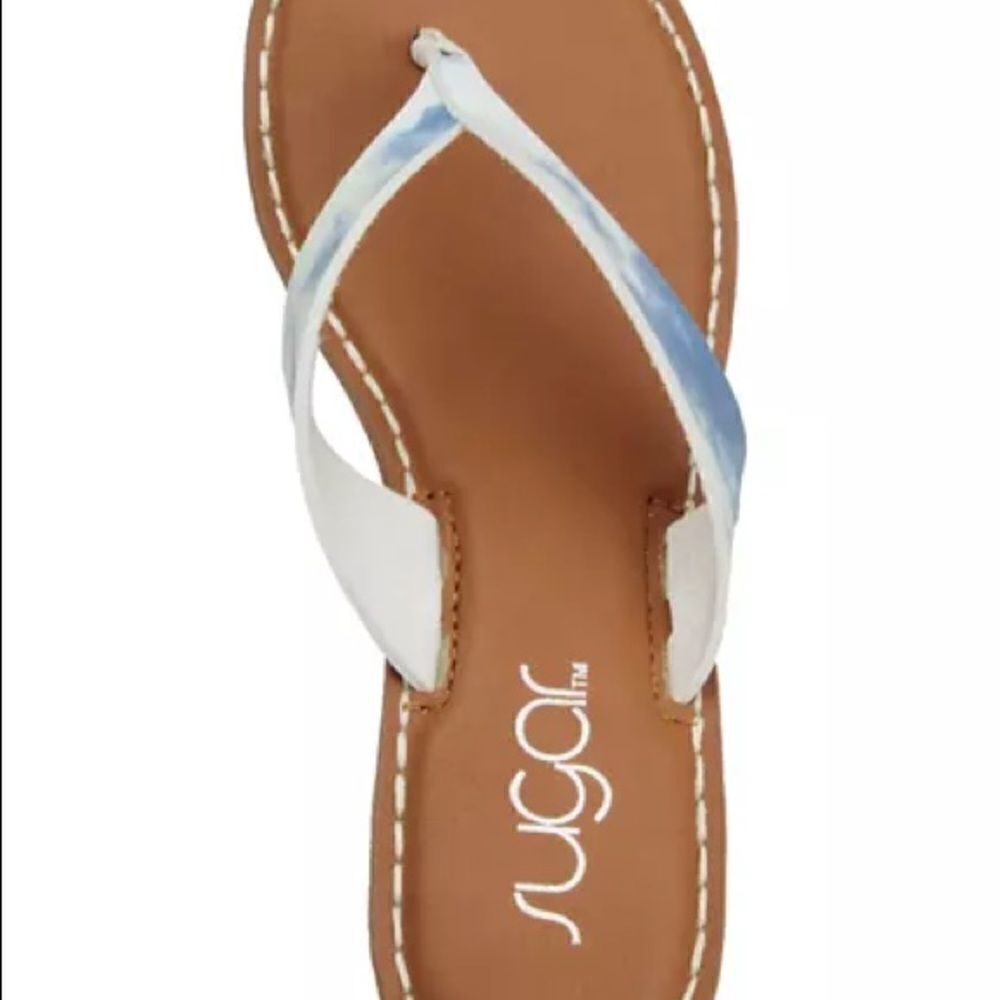 Sugar Sandals Women's Size 8 Blue Tie-Dye Cork Wedge Open-Toe NIB - Picture 4 of 12